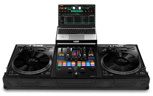 U91098BL Ultimate フライトケースセット  PLX-CRSS12 & 10/12インチミキサー Black  (ラップトップシェルフ＆ホイール付)