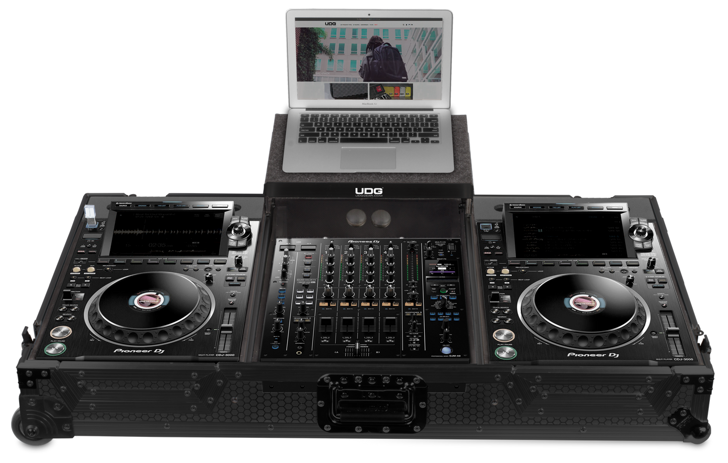 U91086BL Ultimate フライトケースセット CDJ-3000/A9 Black (ラップトップシェルフ＋ホイール付)