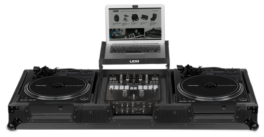 U91098BL Ultimate フライトケースセット  PLX-CRSS12 & 10/12インチミキサー Black  (ラップトップシェルフ＆ホイール付)