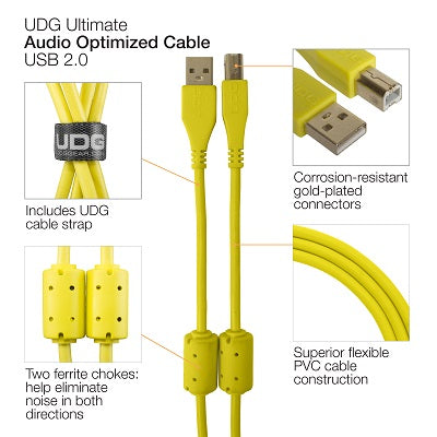 U95001YL Ultimate USB2.0ケーブル A-B 1.0m Yellow